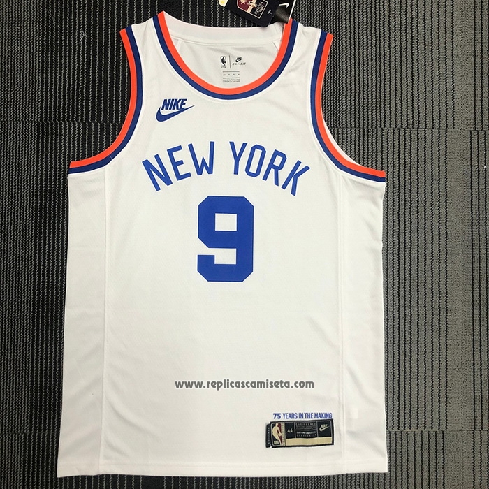 Camiseta New York Knicks RJ Barrett #9 75th Anniversary Blanco